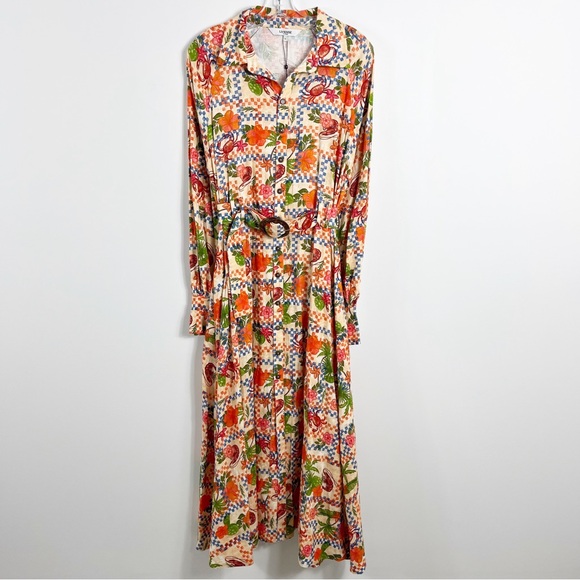 La Maise Studio Alani Belted Midi Dress Size Small NWT Crab Shack - Picture 2 of 8